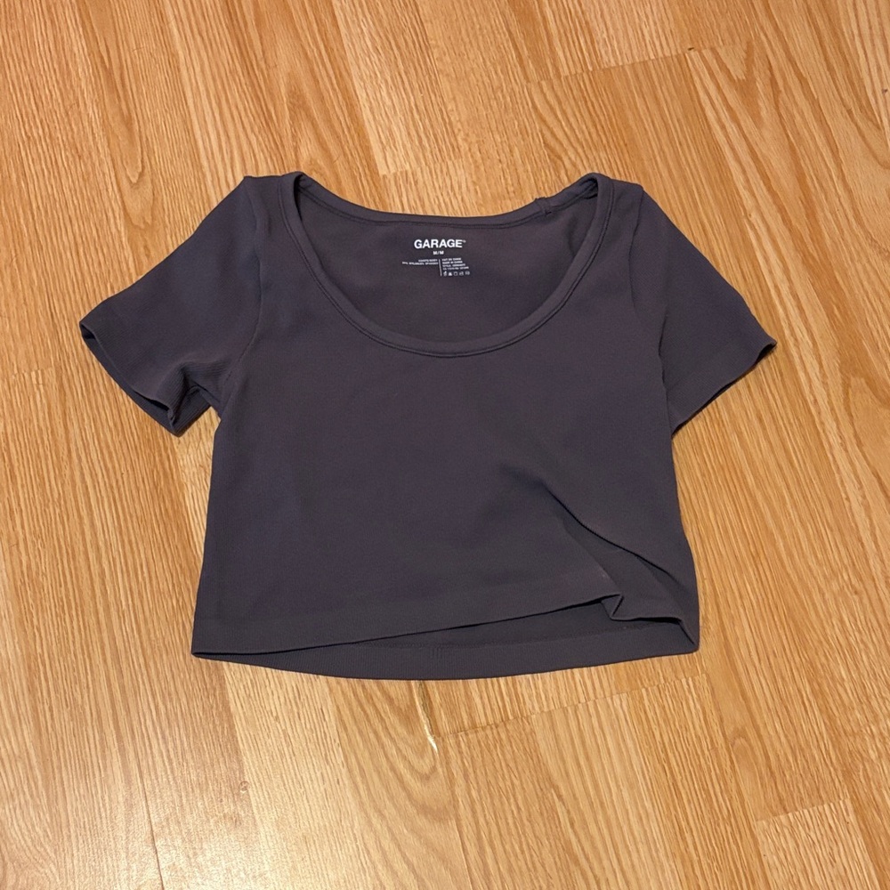 Garage Women's Dark Gray and Purple Crop Top